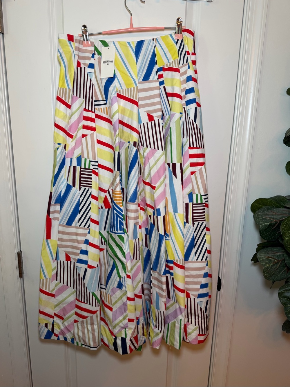 Multicolor Geometric Stripe Midi Skirt - Women